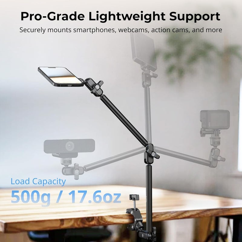 SMALLRIG Desktop Clamp Magic Arm Kit for MagSafe for iPhone, 67cm Two-Stage Adjustable Flexible Arm with Secure Grip for Smartphone, Webcam, Action Cameras - 5626 - Image 2